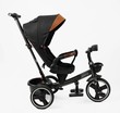 Дитячий велосипед 3-кол з батьківською ручкою, з даш, PU BestTrike «MARCO» 9155/312-51 чорно-коричневий, поворотне сидіння, складне кермо, кошик, телескопічна ручка, фара музична фото westvelo.com