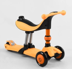Самокат-велобіг дитячий 3-х колісний 3в1 Best Scooter 50584 помаранчевий, колеса зі світлом, сидіння, амортизатори, батьківська ручка