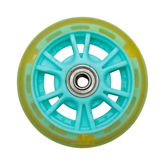 Колесо самоката дитячого поліуретан Ø90мм, діодне, блакитний фото westvelo.com