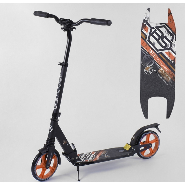 Самокат дитячий 2-х колісний, PU Best Scooter 73133 чорно-помаранчевий, Ø200mm, AL, 2 амортизатора фото westvelo.com