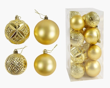 Новорічні прикраси 16 шт, кульки, у слюді (C 67524)