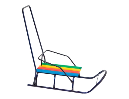 Сани з ручкою, круглі полози, сині