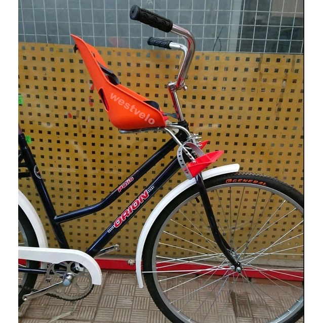 Крісло дитяче, пластик, на стакан руля, з спинкою + підніжки, сіре фото westvelo.com