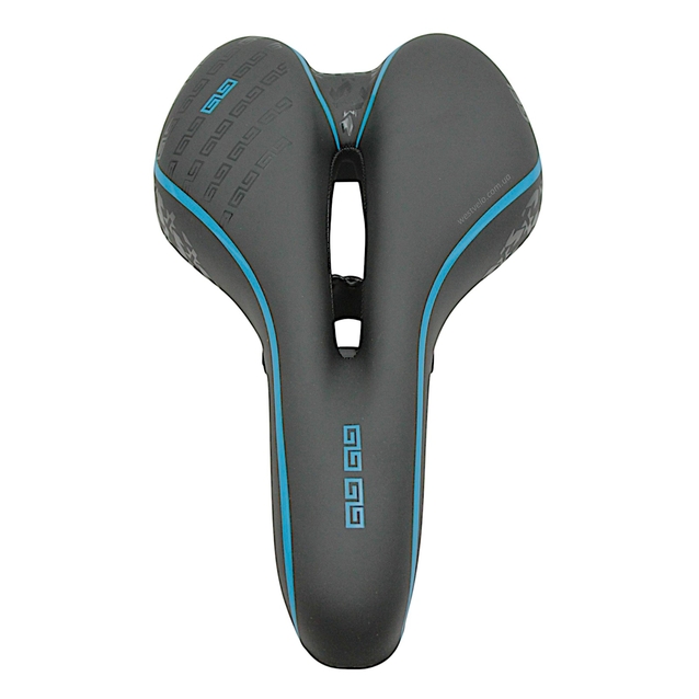 Сідло мтв AVANTI AFT-84 GEL, з отвором, чорне з синьою смугою фото westvelo.com