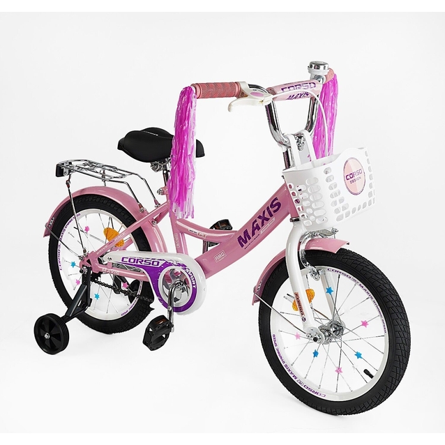 Дитячий велосипед 20 ST Corso «MAXIS» CL-20904 світло рожевий, ручне гальмо, дзвіночок, сидіння з ручкою, додаткові колеса фото westvelo.com