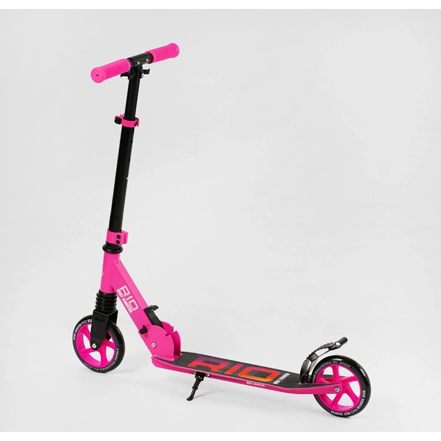 Самокат дитячий 2-х колісний, PU Best Scooter «RIO» 21071 рожевий, Ø145mm, передній амортизатор, AL гальмо фото westvelo.com