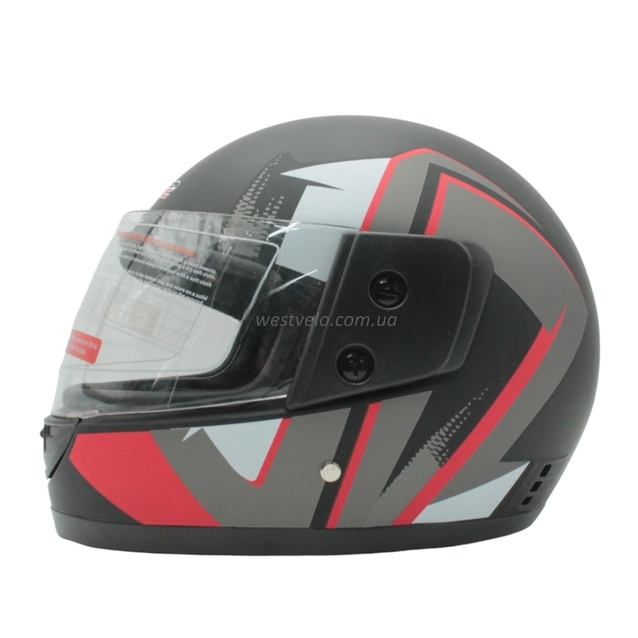 Мото шолом, закритий (XS 53-54) F2 чорно-червоний матовий (825-1) фото westvelo.com