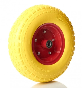 Колесо тачки жовте "6" 4.00-6 під вісь Ø16, пінополіуретанове