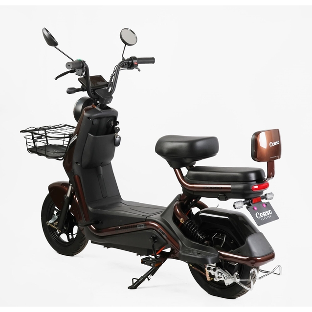 Електроскутер Corso «SIGNUM» SG-390115, двигун 500W, акумулятор 60V/20Ah коричневий, колеса 10" фото westvelo.com