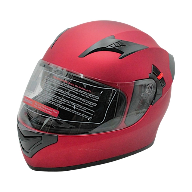 Мото шолом, закритий (L 59-60) "888-1" червоний, матовий, вмонтовані окуляри фото westvelo.com