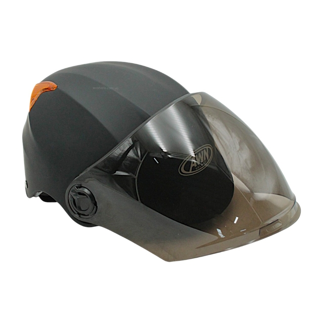 Мото шолом, відкритий (56-62см) AWN (822), чорний матовий, регулятор розміру з катафотом (мото/вело/самокат) фото westvelo.com