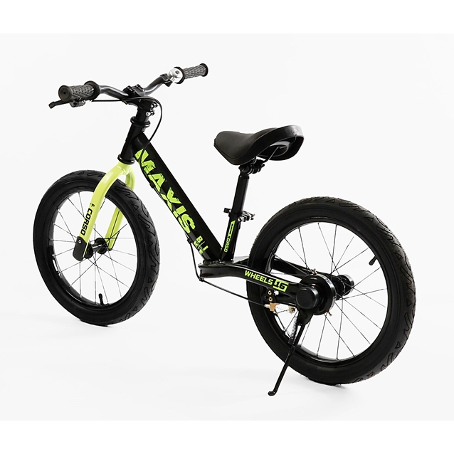 Велобіг 16 Corso надувні колеса, сталева рама «MAXIS» MX-71065 чорно-салатовий фото westvelo.com