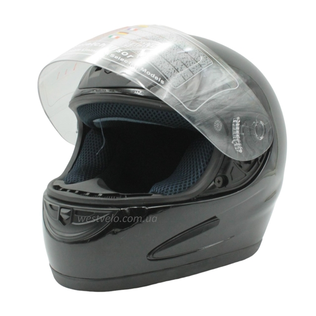 Мото шолом, закритий (XS) "Musstang" Інтеграл B-38, чорний глянцевий, Мустанг фото westvelo.com