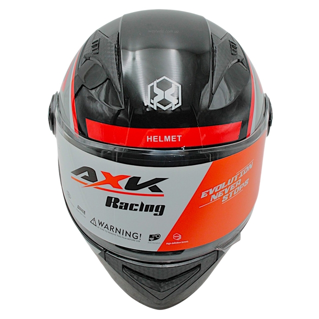 Мото шолом, закритий (XL) AXK (TF-72280) GTS MAX чорно-червоний глянцевий, вмонтовані окуляри з коміром фото westvelo.com