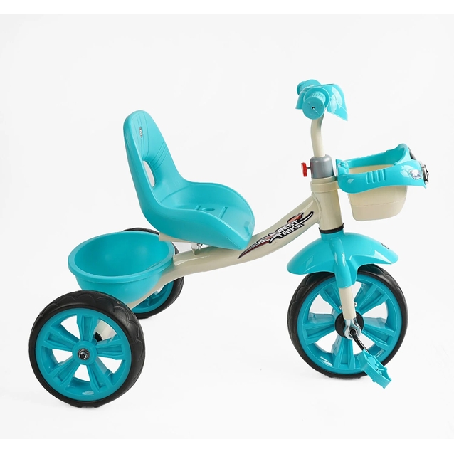 Дитячий велосипед 3-х колісний EVA (піна) Best Trike колеса 10-8, «Машинка» BS-60985 блакитний, сталева рама, УКР.ОЗВУЧУВАННЯ, кошик