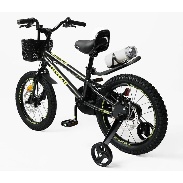 Дитячий велосипед 16 AL Corso «TAYGER»  TG-30211 алюмінієва рама, дискові гальма, чорно-жовтий фото westvelo.com