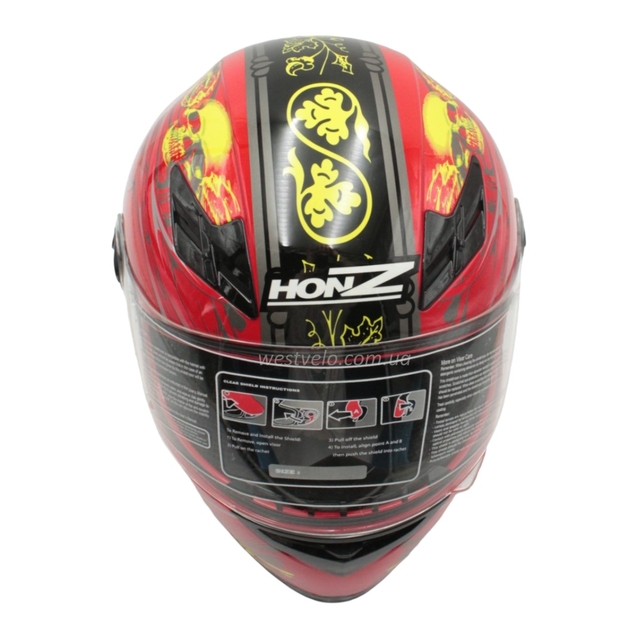 Мото шолом, закритий (XL) "HONZ" Інтеграл OP02, червоний глянцевий фото westvelo.com