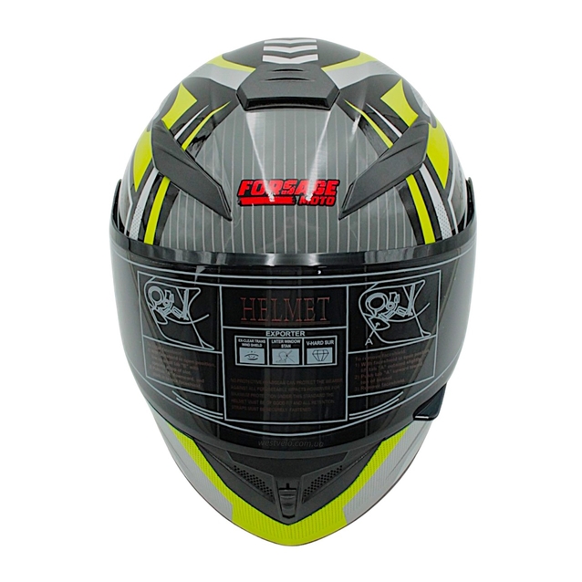 Мото шолом, закритий (L) "221" чорно-зелено-сірий, глянцевий фото westvelo.com