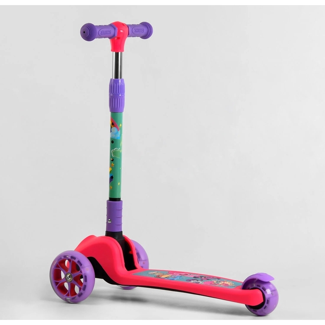 Самокат дитячий 3-х колісний, Best Scooter «MY LITTLE PONY» 68055 рожевий, колеса PU Ø120mm/80mm зі світлом, складне кермо фото westvelo.com