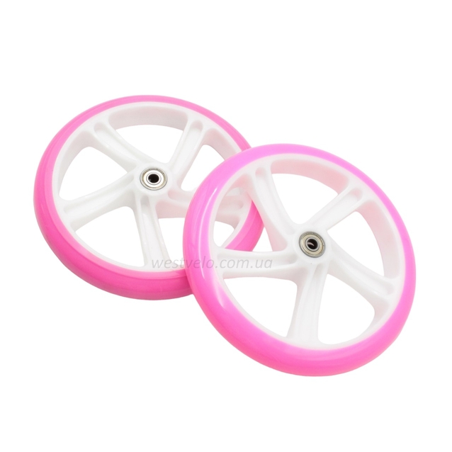 Колесо дитячого 2-х кол. самоката Best Scooter, Ø200мм, поліуретан рожево-біле (2007) фото westvelo.com