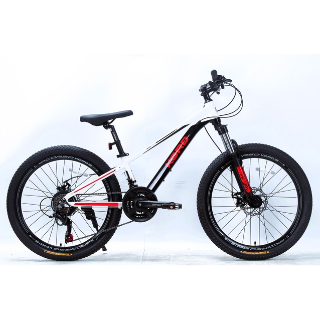 Велосипед 24 AL Corso «KORD» KD-24328 алюміній 11", (к-т SHIMANO) чорно-біло-червоний фото westvelo.com