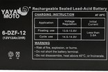 Акумулятор 12V 12Ah (свинцево-кислотний) Y-Y- MOTO.6-DZF-12 фото westvelo.com