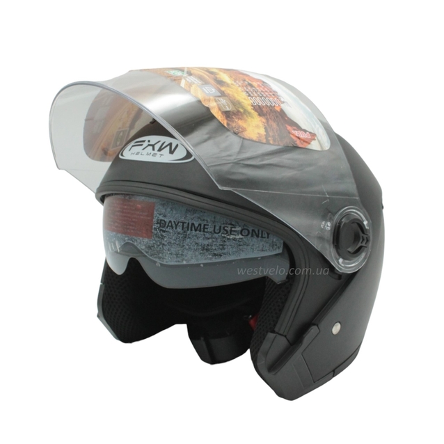 Мото шолом, відкритий (L) FXW HF-223 чорний матовий, + окуляри фото westvelo.com