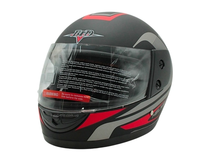 Мото шолом, закритий (L 59-60) BLD "HELMETS", чорно-червоний, матовий (825)