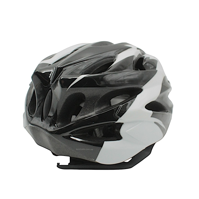 Вело шолом "TK Sport" 074 (56 см) з мигалкою, чорно-білий фото westvelo.com