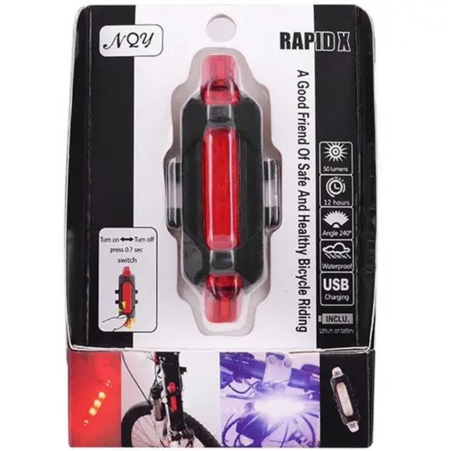 Мигалка зад №918 DC-918, з акумулятором, на usb зарядку,червона фото westvelo.com