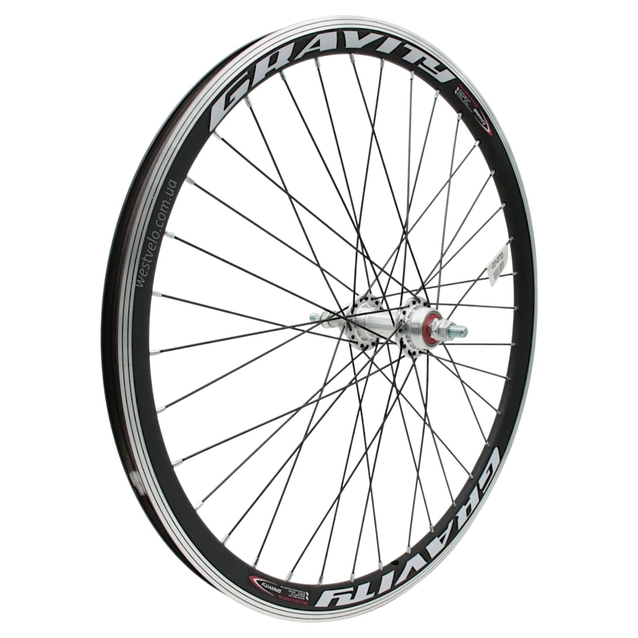 Колесо 24 зад, обід 2-ний чорний, втулка AL на промах, диск різьба, чорна спиця фото westvelo.com