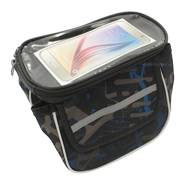 Сумка на раму 2x-стороння + місце для телефону чорно-синя AQE-005 фото westvelo.com