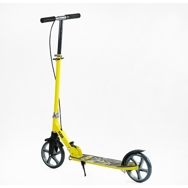 Самокат дитячий 2-х колісний, PU Best Scooter «FLASH» FL-14320 жовтий, Ø200mm, ручне гальмо, 1 амортизатор передній фото westvelo.com