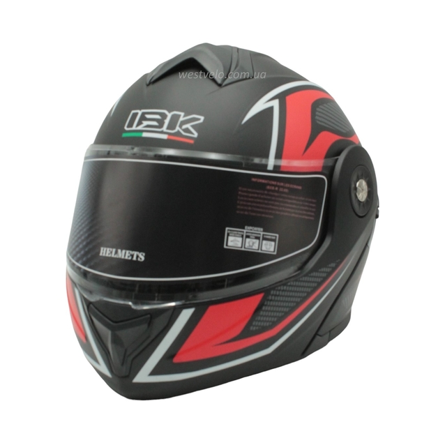 Мото шолом, трансформер (L) IBK-112 чорно-червоний матовий з відкидними окулярами фото westvelo.com