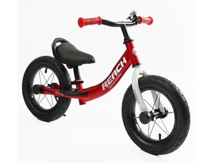 Велобіг 12 Corso надувні колеса, сталева рама «REACH» RC-4609-50 червоний, підніжка, підставка для ніг, дзвіночок