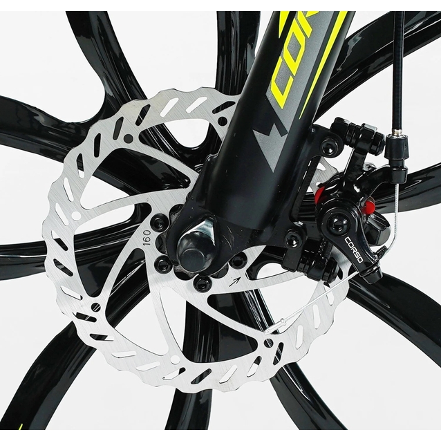 Велосипед 26 AL Corso «SPIDER» SP-26775 алюміній 13", (к-т SHIMANO) графітово-жовтий фото westvelo.com