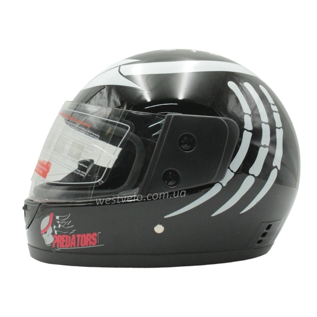 Мото шолом, закритий (XS 53-54) F2 "PREDA TORS" чорно-білий глянець (825-4) фото westvelo.com