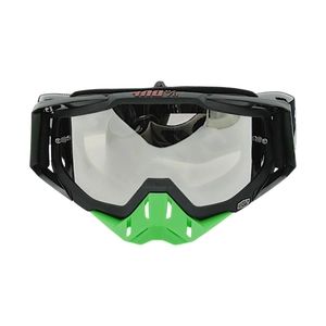 Мото окуляри Кросс-ендуро 100% 109-1-25, чорно-зелені, дзеркальний візор (class B)