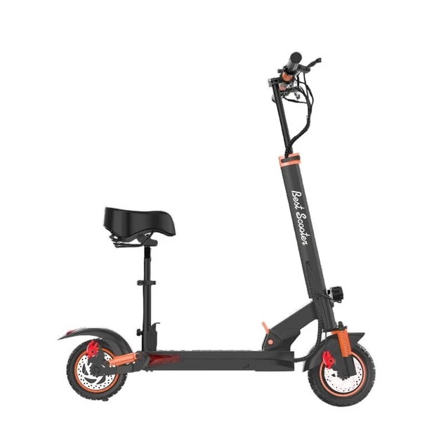 Електросамокат Best Scooter MS-93627 двигун 800W, акумулятор літієвий 48V 17.5Ah з сидінням, складний, колеса 10, чорно-помаранчевий фото westvelo.com