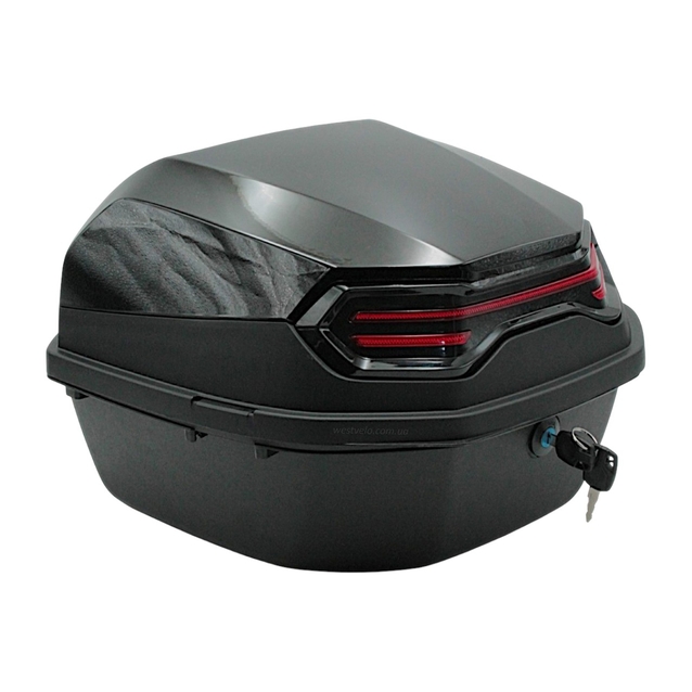 Кофр (багажник) для мотоцикла задній ROBIK 48 (400х400х280) 45L чорний глянцевий з катафотом фото westvelo.com
