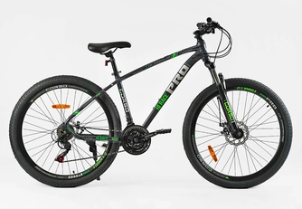 Велосипед 27.5 AL Corso «HI RACE PRO» HR-27402 алюміній 17", (к-т Shimano репліка) чорно-салатовий