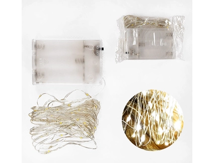 Гірлянда світлодіодна 5.25 м, жовте світло, від батарейок, 1 режим, у коробці (D 36019)