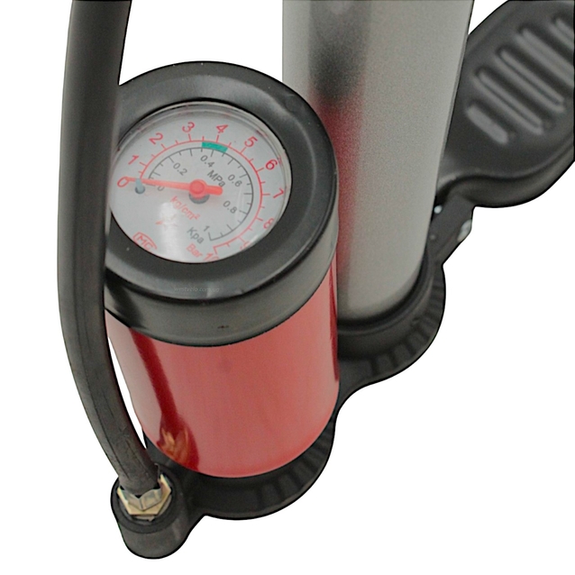 Насос авто з манометром, сталевий сріблястий, Bee Zhufeng L-495mm фото westvelo.com