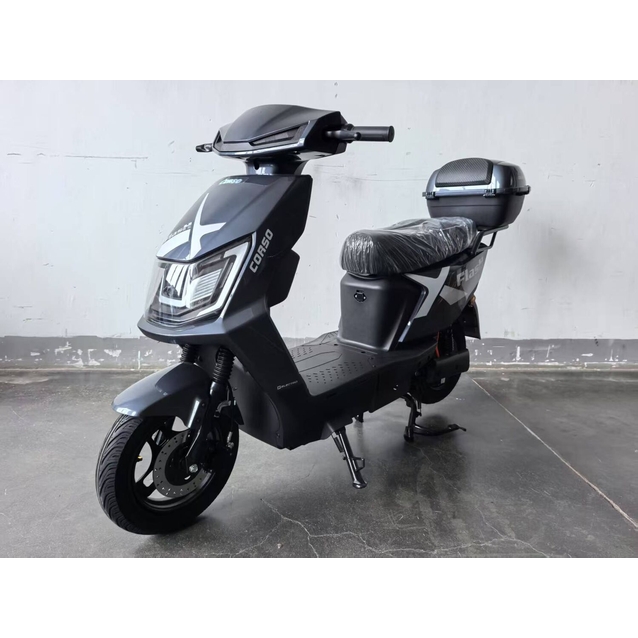 Електроскутер Corso «FLASHX» FL-355701 двигун 1200W, акумулятор 72V/23Ah графеновий, графітовий + 1 ящик. акум, колеса 10" фото westvelo.com