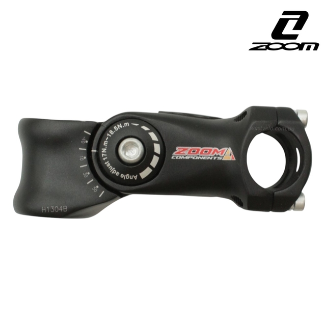 Винос руля на безрізьбову вилку регульован. Ø28.6-Ø25.4мм, L-100мм, ZOOM (H1304B), чорний фото westvelo.com