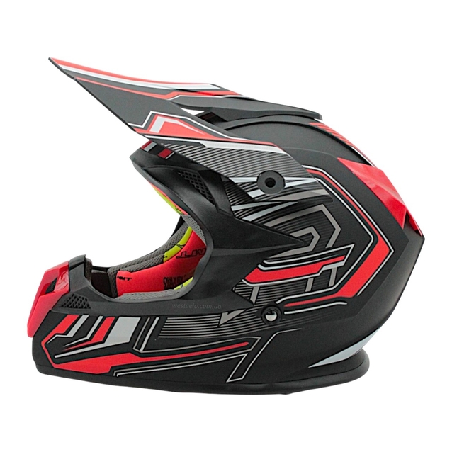 Шолом, закритий крос/ендуро (XXL 61-62) АТV Forsage Rider 031 чорно-червоний матовий з дашком + окуляри фото westvelo.com