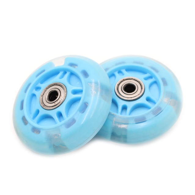 Колесо самоката дитячого пластик Ø80-22мм, діодне, синє фото westvelo.com