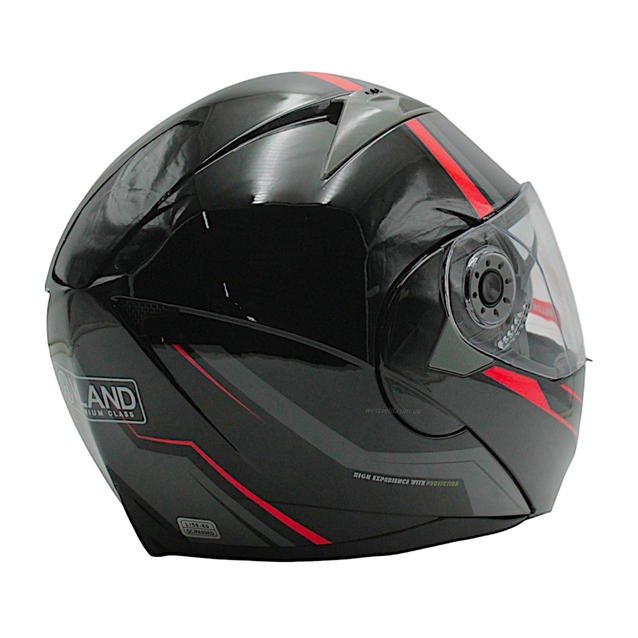 Мото шолом, трансформер (L) (59-60) VLAND 158 чорно-червоний глянець з відкидними окулярами фото westvelo.com