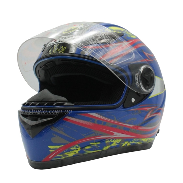 Мото шолом, закритий (M) "HONZ" Інтеграл OP02, синій глянцевий фото westvelo.com