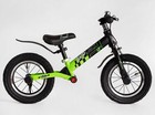 Велобіг 12 Corso надувні колеса, сталева рама «SKIP JACK» 95112 ручне гальмо, з амортизатором, чорно-салатовий фото westvelo.com